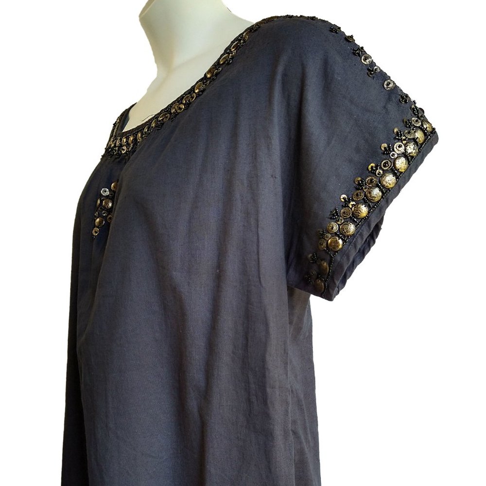 Soft Surroundings Beaded Cotton/Linen Shift Dress - 1X - Picture 8 of 10